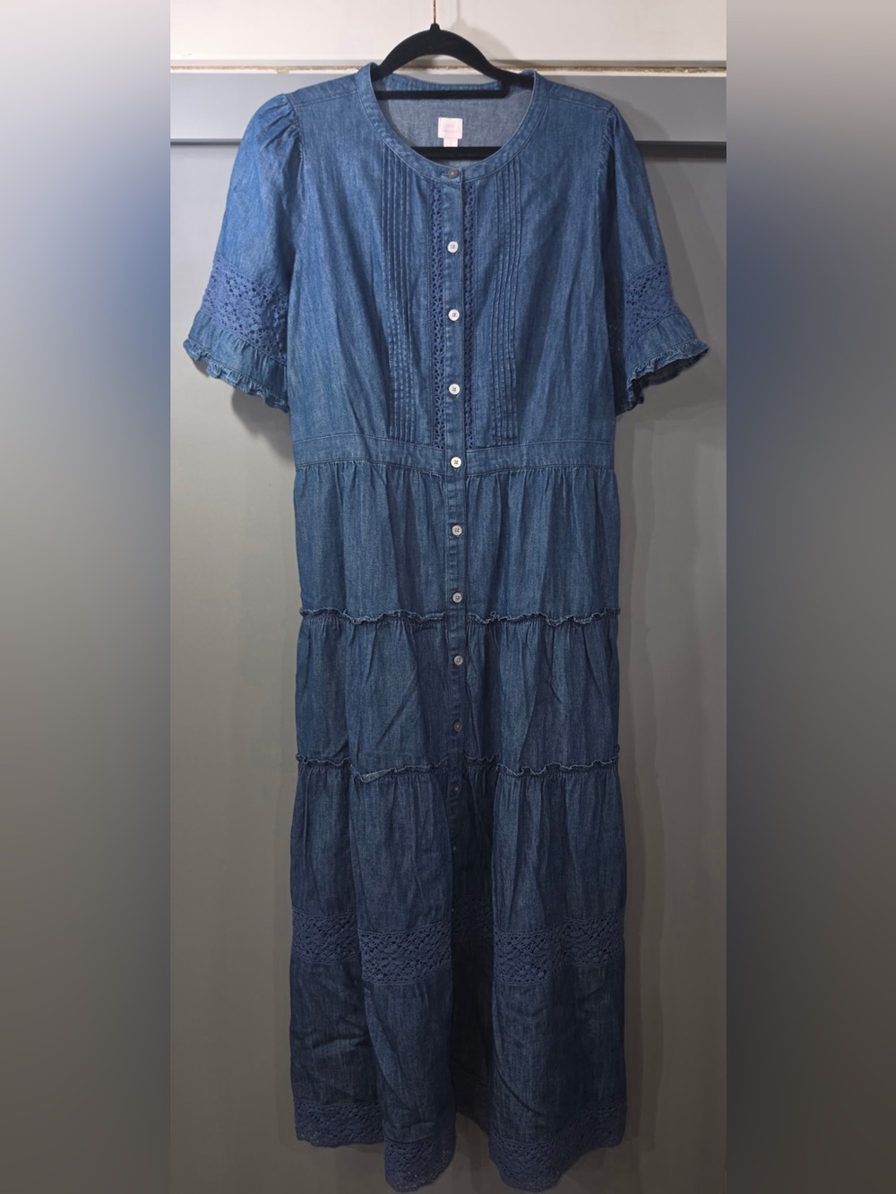 GAP women’s loveshack fancy' Tiered Denim Dress - Navy Blue